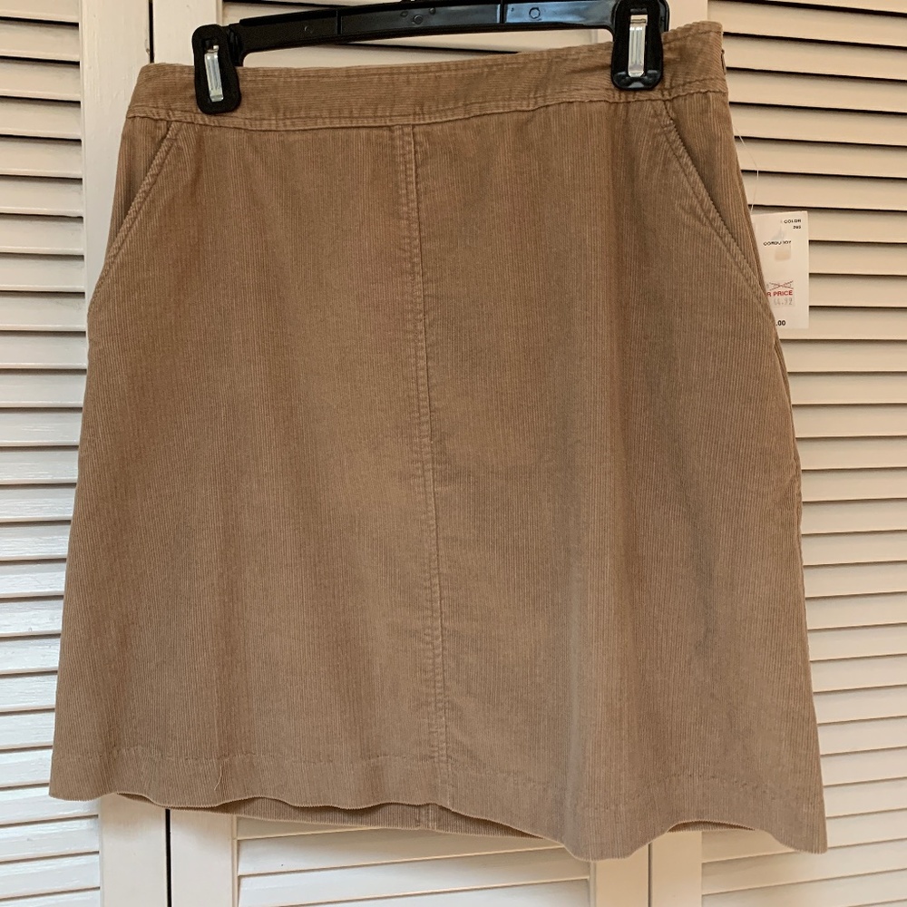 Liz Claiborne Corduroy Cotton High Waist Mini Skirt Pockets Tan Size 10